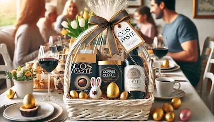 Cosuri Cadou de Paste pentru Organizatii Coșuri cadou de Paște pentru companii, cu produse de calitate ambalate elegant